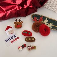 Ensemble De Quatre Pièces De Chapeaux De Noël Pour Enfants Mignon Clip Décoration Bois Cheveux Corde Épingle À Cheveux main image 5