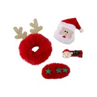 Christmas Headwear Four-piece Set Children's Cute Clip Decoration Antlers Hair Rope Hairpin main image 6