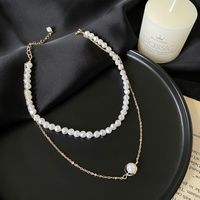 Simple Double-layer Pearl Clavicle Chain French Retro Palace Style Pearl Necklace main image 5
