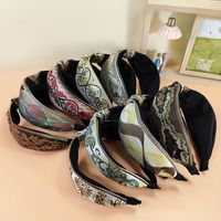 2021 New Ethnic Style Headband Women's Fabric Wide-brimmed Embroidery Knotted Headband main image 4