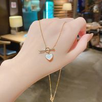 Korean Exquisite Tide One Arrow Through The Heart Necklace Titanium Steel Simple Heart Clavicle Chain main image 1