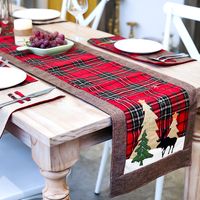 Christmas Cotton Twist Check Restaurant Table Cloth Table Runner main image 1
