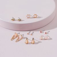 European And American Fashion Jewelry Water Diamond Head Water Drop Stud Earring Set main image 3