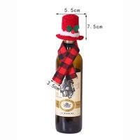 Christmas Creative Scarf Hats Two-piece Red Wine Bottle Cover Lattice Hat Red Top Hat main image 5