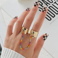 European And American Fashion Jewelry Star Moon Color Chain Link Ring main image 1