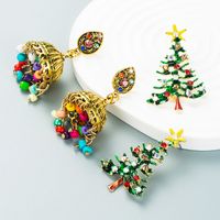 Christmas Series Alloy Dripping Oil Diamond Christmas Tree Earrings main image 2