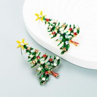 Christmas Series Alloy Dripping Oil Diamond Christmas Tree Earrings main image 3