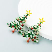 Christmas Series Alloy Dripping Oil Diamond Christmas Tree Earrings main image 5