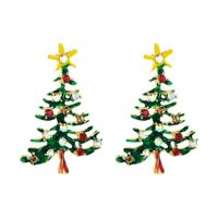 Christmas Series Alloy Dripping Oil Diamond Christmas Tree Earrings main image 6