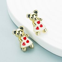 Fashion Alloy Cartoon Animal Heart Bear Earrings Wholesale main image 4