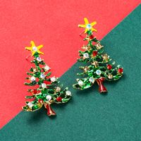 Christmas Series Alloy Dripping Oil Diamond Christmas Tree Earrings main image 3