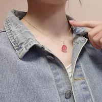 Drop-shaped Color Natural Stone Pendant Cross-border Simple Translucent Crystal Stone Necklace main image 2