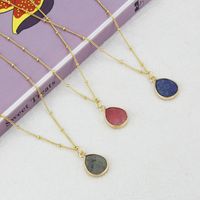 Drop-shaped Color Natural Stone Pendant Cross-border Simple Translucent Crystal Stone Necklace main image 3