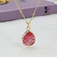 Drop-shaped Color Natural Stone Pendant Cross-border Simple Translucent Crystal Stone Necklace main image 4