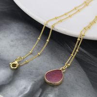 Drop-shaped Color Natural Stone Pendant Cross-border Simple Translucent Crystal Stone Necklace main image 5