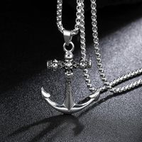 Men's Vintage Titanium Steel Anchor Necklace 60cm main image 3