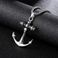 Men's Vintage Titanium Steel Anchor Necklace 60cm sku image 1