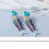 New Creative Personality Exaggerated Fishbone Diamond Earrings Wholesale main image 5