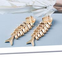 New Creative Personality Exaggerated Fishbone Diamond Earrings Wholesale main image 6