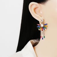 New Geometric Flower Hollow Diamond Earrings Tassel Earrings Ear Jewelry main image 3