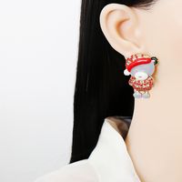 New Creative Christmas Red Granny Alloy Earrings main image 3
