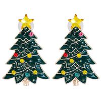 New Creative Christmas Gifts Diamond-studded Christmas Tree Alloy Earrings main image 1