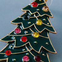 New Creative Christmas Gifts Diamond-studded Christmas Tree Alloy Earrings main image 4