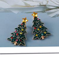 New Creative Christmas Gifts Diamond-studded Christmas Tree Alloy Earrings main image 5