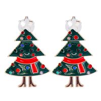 New Creative Christmas Diamond-studded Christmas Tree Alloy Earrings main image 1