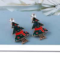 New Creative Christmas Diamond-studded Christmas Tree Alloy Earrings main image 5