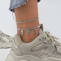 European And American Rhinestone-studded Simple Punk Foot Ornaments Fashion Letter Pendant New Anklet main image 1