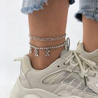 European And American Rhinestone-studded Simple Punk Foot Ornaments Fashion Letter Pendant New Anklet main image 3