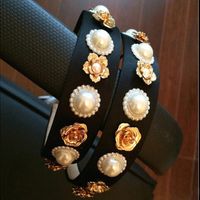 Baroque Simple Full Of Diamonds Pearls Sun Flowers Wide Headband Wholesale main image 1