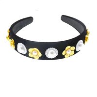 Baroque Simple Full Of Diamonds Pearls Sun Flowers Wide Headband Wholesale main image 4