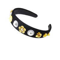 Baroque Simple Full Of Diamonds Pearls Sun Flowers Wide Headband Wholesale main image 6