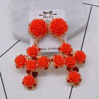 European And American Exaggerated Baroque Rose Flower Cross Big Flower Earrings main image 4