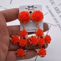 European And American Exaggerated Baroque Rose Flower Cross Big Flower Earrings main image 5