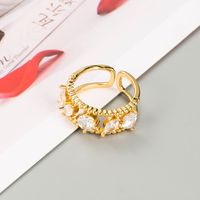 Fashion Heart-shaped Drop Oil Inlaid Zircon Opening Adjustable Ring sku image 3