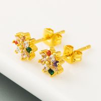 Korean Flower Ice Copper Inlaid Color Zircon Earrings Wholesale main image 4