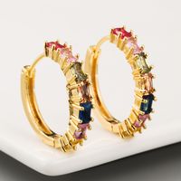 European And American Copper Plated 18k Gold Inlaid Color Zircon Earrings main image 4