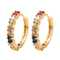 European And American Copper Plated 18k Gold Inlaid Color Zircon Earrings main image 6