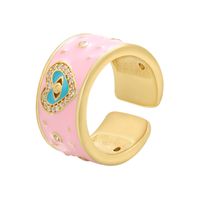 Color Drop Oil Micro Inlaid Ring Peach Heart Eye Pattern Heart Opening Ring main image 5