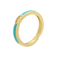 Color Dripping Oil Micro-inlaid Zircon Ring Eye Pattern Dripping Open Ring main image 6