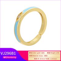 Color Dripping Oil Micro-inlaid Zircon Ring Eye Pattern Dripping Open Ring main image 4