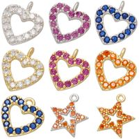 Micro-inlaid Colored Heart Five-pointed Star Small Pendant Diy Jewelry Accessory main image 2