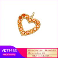 Micro-inlaid Colored Heart Five-pointed Star Small Pendant Diy Jewelry Accessory main image 6