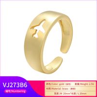 Glossy Copper Plated 18k Gold Ring Lightning Airplane Butterfly Pattern Couple Ring main image 4
