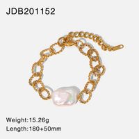 Baroque Style 18k Gold-plated Stainless Steel Bracelet Retro Baroque Freshwater Pearl Bracelet Female sku image 1