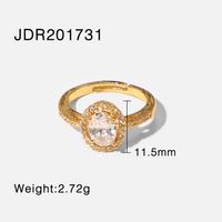 European And American 18k Gold Double Oval Zircon Ring Real Gold Plated Copper Micro Inlaid Ring sku image 1