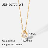 Romantic Drop-shaped Zircon Pendant Stainless Steel Necklace Jewelry Accessories sku image 3